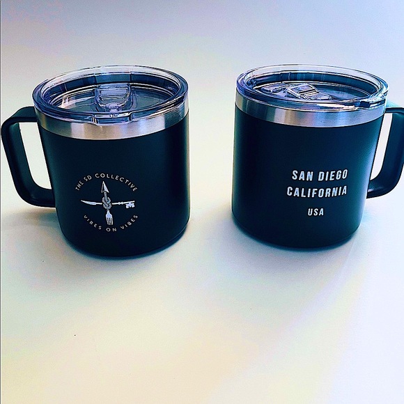 NEW Double Walled 14 Oz Stainless Steel Thermal Mug tumbler Black San Diego CA - Picture 1 of 12